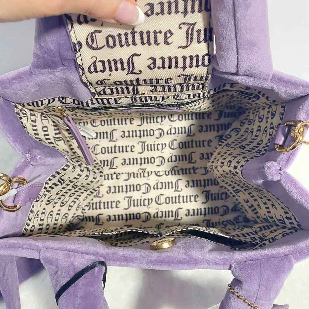 Juicy Couture Dusty Violet Big Spender Heart Charm Mini Tote Bag Satchel NWT
